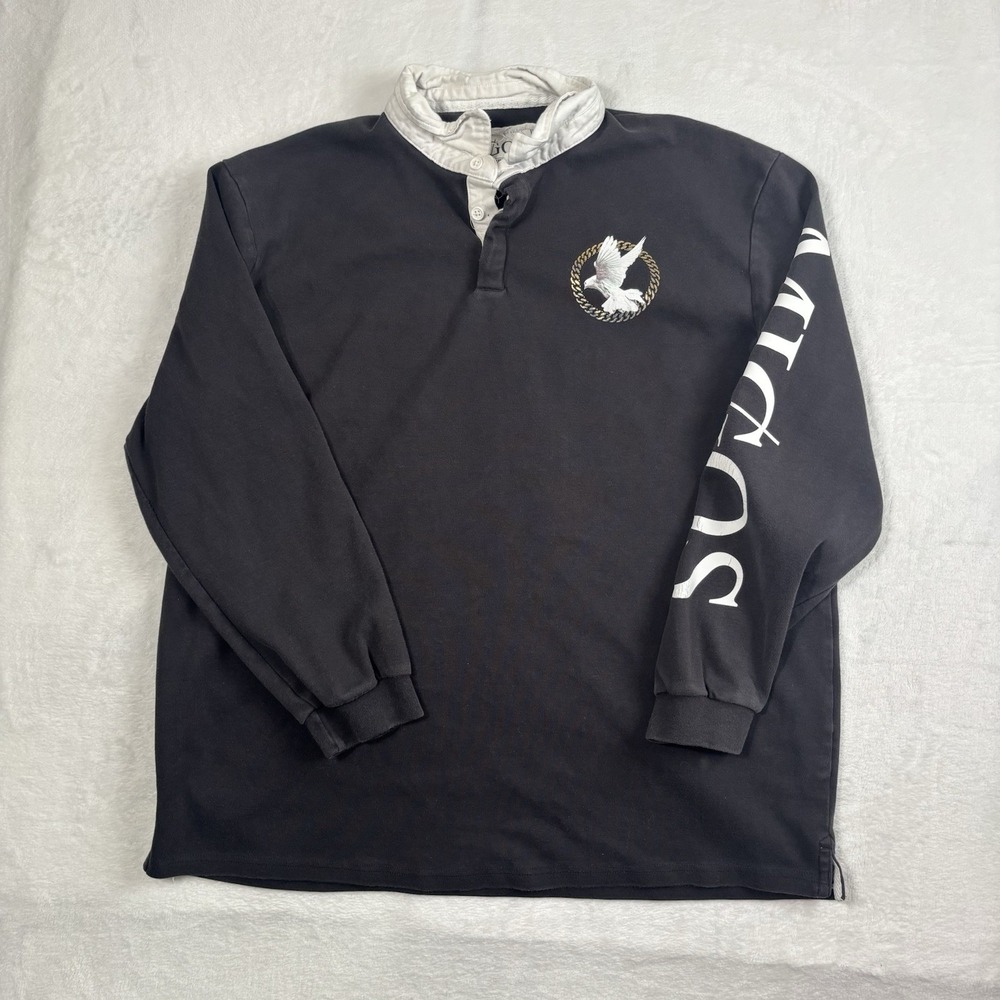 The Migos Quality Control Music Black Rugby Polo Collared‎ Shirt Men's XL